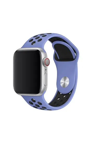 Newface Apple Watch 38mm Spor Delikli Kordon - Lila-Siyah resmi