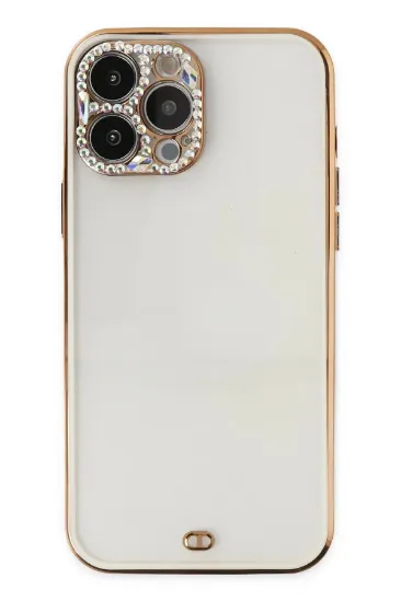 Newface iPhone 13 Pro Kılıf Liva Taşlı Silikon - Beyaz resmi