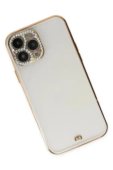 Newface iPhone 13 Pro Kılıf Liva Taşlı Silikon - Beyaz resmi