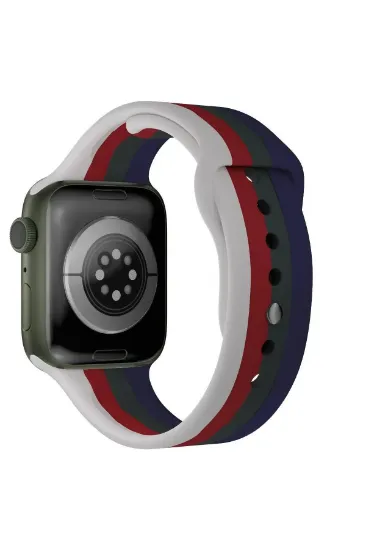 Newface Apple Watch 38mm Gökkuşağı Org Kordon - Beyaz-Lacivert resmi
