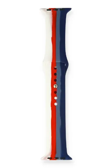 Newface Apple Watch 38mm Gökkuşağı Org Kordon - Beyaz-Lacivert resmi