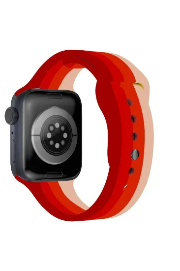 Newface Apple Watch 38mm Gökkuşağı Org Kordon - Bordo-Krem resmi