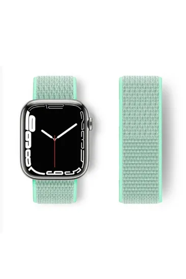 Newface Apple Watch 42mm Hasırlı Cırtcırtlı Kordon - Turkuaz resmi