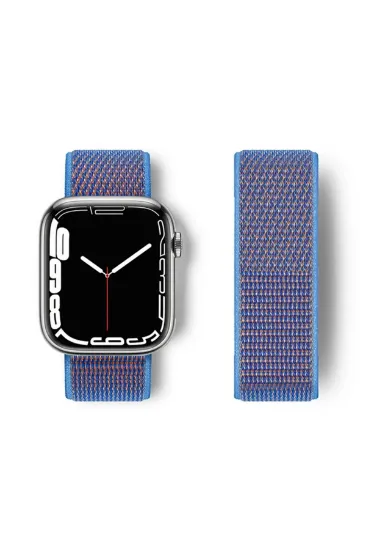 Newface Apple Watch 42mm Hasırlı Cırtcırtlı Kordon - Mor resmi