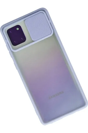 Newface Samsung Galaxy A81 / Note 10 Lite Kılıf Palm Buzlu Kamera Sürgülü Silikon - Lila resmi