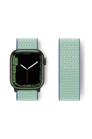 Newface Apple Watch 42mm Hasırlı Cırtcırtlı Kordon - Mavi-Turkuaz resmi