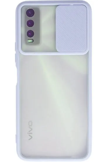 Newface Vivo Y11S Kılıf Palm Buzlu Kamera Sürgülü Silikon - Lila resmi