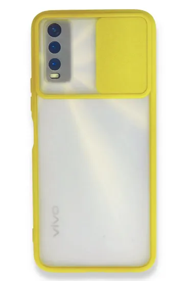 Newface Vivo Y11S Kılıf Palm Buzlu Kamera Sürgülü Silikon - Sarı resmi