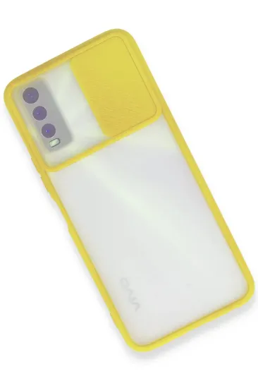 Newface Vivo Y11S Kılıf Palm Buzlu Kamera Sürgülü Silikon - Sarı resmi