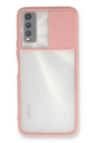 Newface Vivo Y11S Kılıf Palm Buzlu Kamera Sürgülü Silikon - Pembe resmi