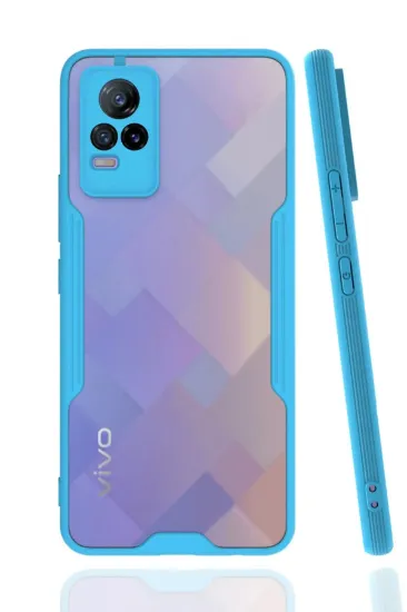 Newface Vivo V21e Kılıf Platin Silikon - Mavi resmi