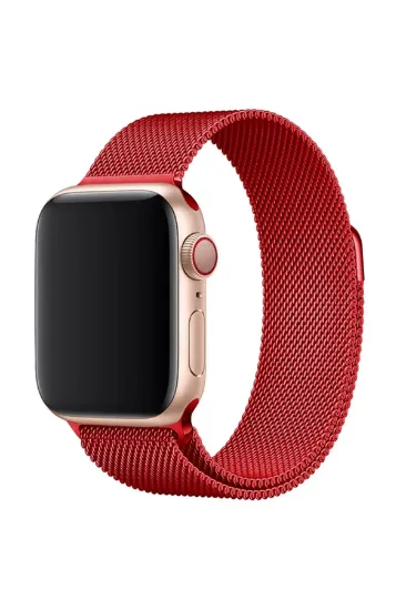 Newface Apple Watch 38mm Metal Mıknatıslı Kordon - Kırmızı resmi