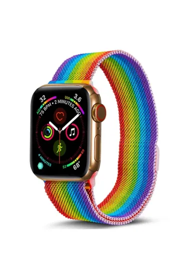 Newface Apple Watch 38mm Metal Mıknatıslı Kordon - Gökkuşağı resmi