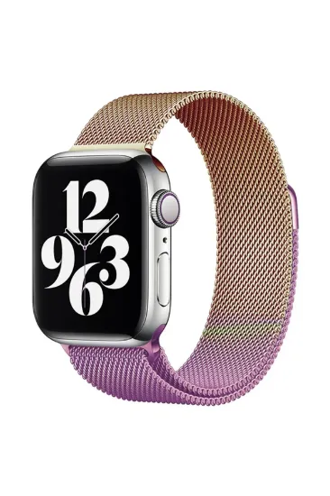 Newface Apple Watch 38mm Metal Mıknatıslı Kordon - Mor-Rose resmi
