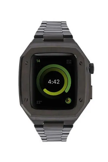 Newface Apple Watch 44mm Metal Petek Kasalı Kordon - Siyah resmi
