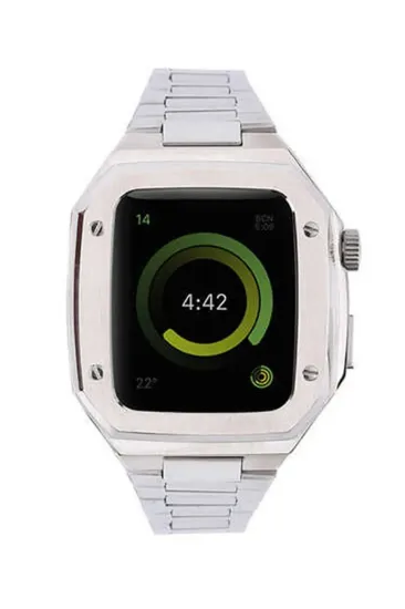 Newface Apple Watch 44mm Metal Petek Kasalı Kordon - Gümüş resmi