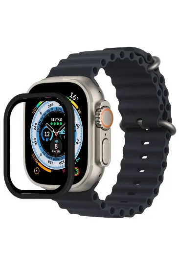 Newface Apple Watch Ultra 49mm Alüminyum Kasa Cam Ekran Koruyucu - Siyah resmi