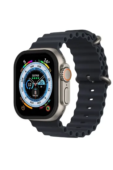 Newface Apple Watch Ultra 49mm Alüminyum Kasa Cam Ekran Koruyucu - Siyah resmi