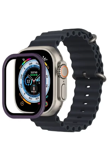 Newface Apple Watch Ultra 49mm Alüminyum Kasa Cam Ekran Koruyucu - Mor resmi