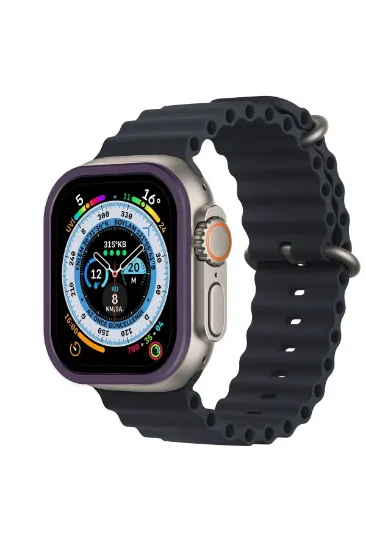 Newface Apple Watch Ultra 49mm Alüminyum Kasa Cam Ekran Koruyucu - Mor resmi