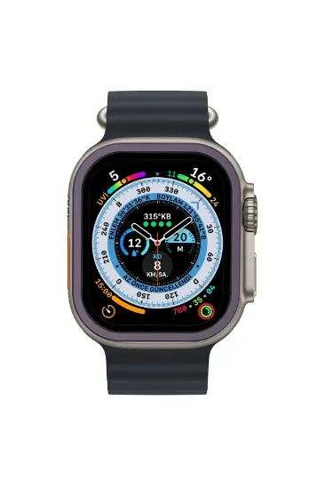 Newface Apple Watch Ultra 49mm Alüminyum Kasa Cam Ekran Koruyucu - Mor resmi