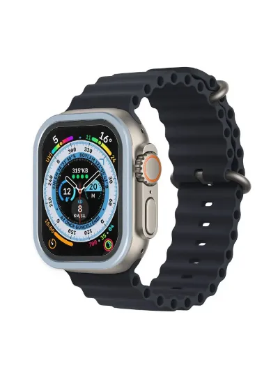 Newface Apple Watch Ultra 49mm Alüminyum Kasa Cam Ekran Koruyucu - Mavi resmi