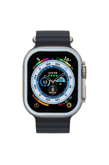 Newface Apple Watch Ultra 49mm Alüminyum Kasa Cam Ekran Koruyucu - Mavi resmi