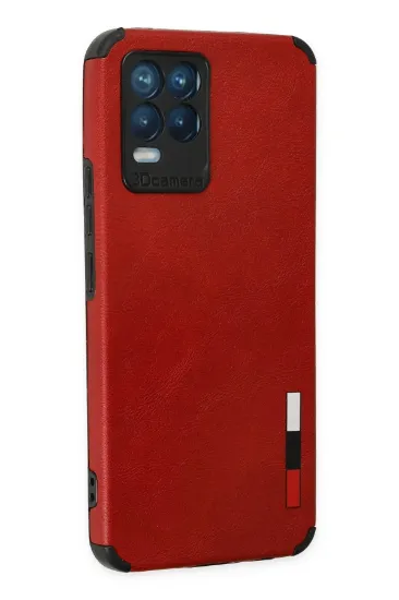 Newface Realme 8 Kılıf Loop Deri Silikon - Kırmızı resmi