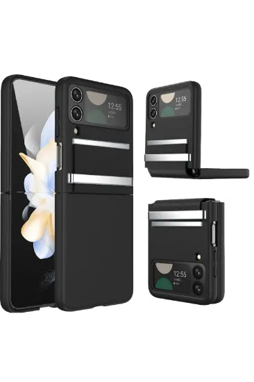 Newface Samsung Galaxy Z Flip 3 Kılıf Belt Flip Kapak - Siyah resmi