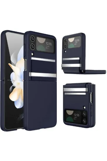 Newface Samsung Galaxy Z Flip 3 Kılıf Belt Flip Kapak - Lacivert resmi