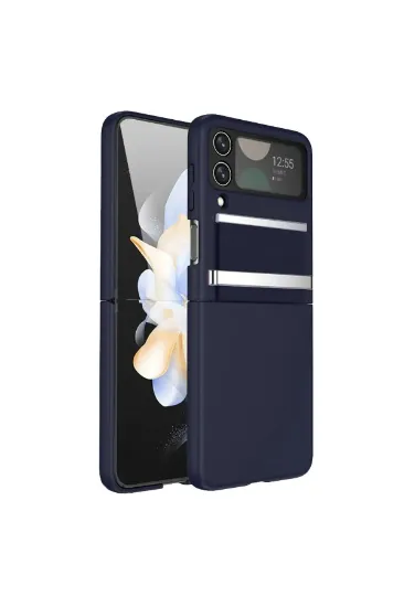 Newface Samsung Galaxy Z Flip 3 Kılıf Belt Flip Kapak - Lacivert resmi