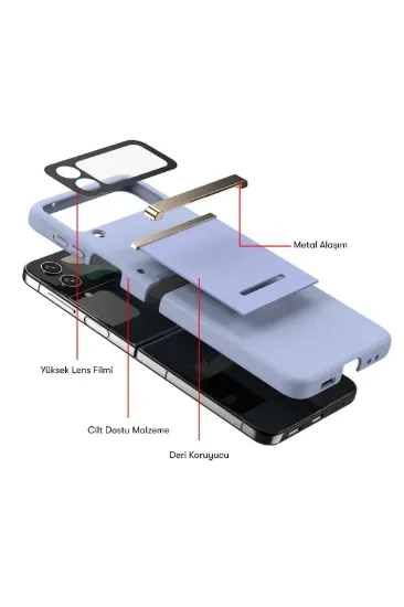 Newface Samsung Galaxy Z Flip 4 Kılıf Belt Flip Kapak - Siyah resmi