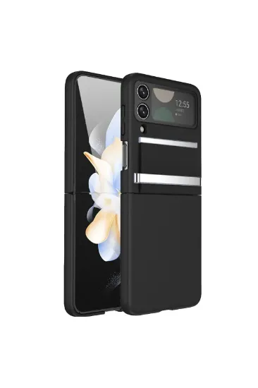 Newface Samsung Galaxy Z Flip 4 Kılıf Belt Flip Kapak - Siyah resmi