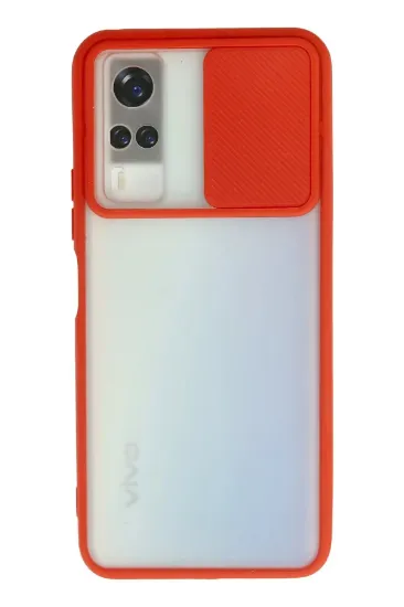 Newface Vivo Y53S Kılıf Palm Buzlu Kamera Sürgülü Silikon - Kırmızı resmi
