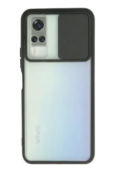 Newface Vivo Y53S Kılıf Palm Buzlu Kamera Sürgülü Silikon - Siyah resmi