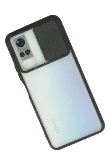 Newface Vivo Y53S Kılıf Palm Buzlu Kamera Sürgülü Silikon - Siyah resmi