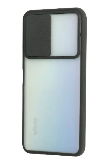 Newface Vivo Y53S Kılıf Palm Buzlu Kamera Sürgülü Silikon - Siyah resmi