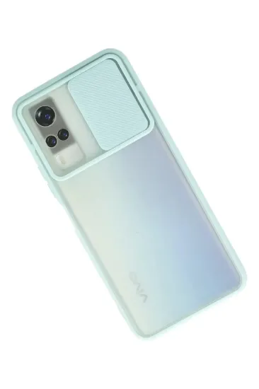 Newface Vivo Y53S Kılıf Palm Buzlu Kamera Sürgülü Silikon - Turkuaz resmi