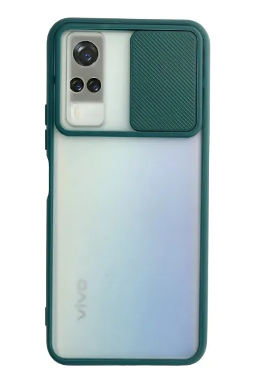Newface Vivo Y53S Kılıf Palm Buzlu Kamera Sürgülü Silikon - Yeşil resmi