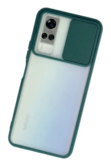 Newface Vivo Y53S Kılıf Palm Buzlu Kamera Sürgülü Silikon - Yeşil resmi