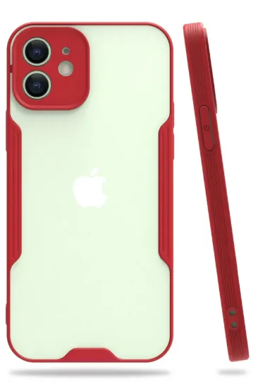 Newface iPhone 12 Mini Kılıf Platin Silikon - Kırmızı resmi