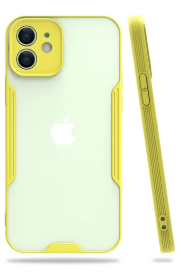 Newface iPhone 12 Kılıf Platin Silikon - Sarı resmi