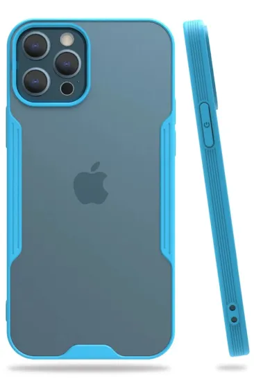 Newface iPhone 12 Pro Max Kılıf Platin Silikon - Mavi resmi