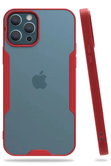 Newface iPhone 12 Pro Max Kılıf Platin Silikon - Kırmızı resmi