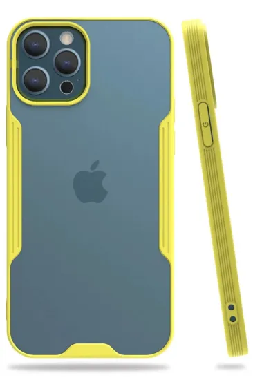 Newface iPhone 12 Pro Max Kılıf Platin Silikon - Sarı resmi