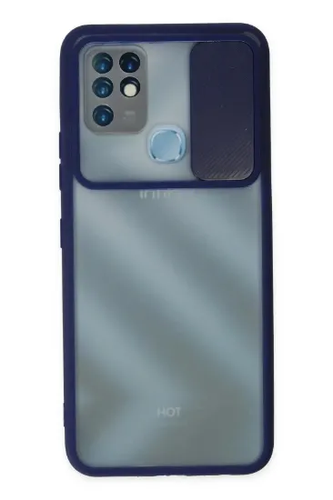 Newface İnfinix Hot 10 Kılıf Palm Buzlu Kamera Sürgülü Silikon - Lacivert resmi