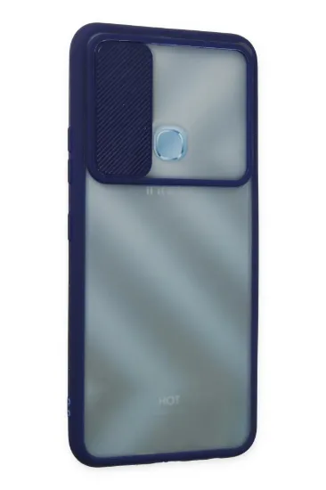 Newface İnfinix Hot 10 Kılıf Palm Buzlu Kamera Sürgülü Silikon - Lacivert resmi