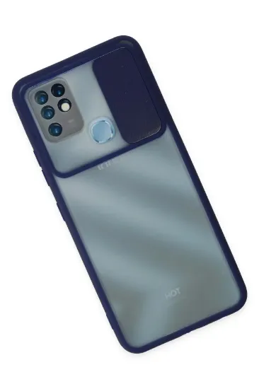 Newface İnfinix Hot 10 Kılıf Palm Buzlu Kamera Sürgülü Silikon - Lacivert resmi