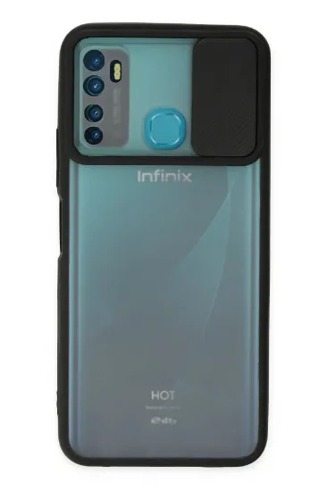 Newface İnfinix Hot 9 Kılıf Palm Buzlu Kamera Sürgülü Silikon - Siyah resmi