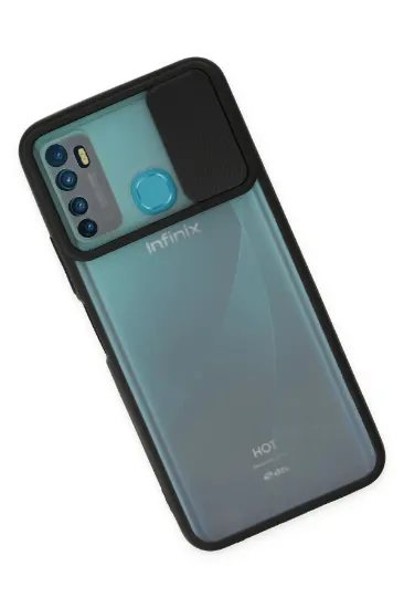 Newface İnfinix Hot 9 Kılıf Palm Buzlu Kamera Sürgülü Silikon - Siyah resmi